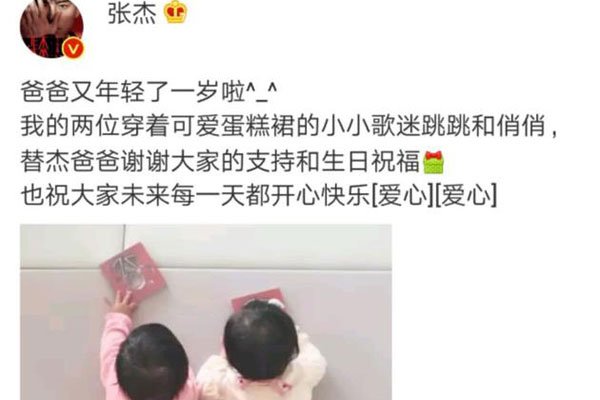 张杰为双胞胎庆生 与谢娜爱女照片流出长得更像妈妈