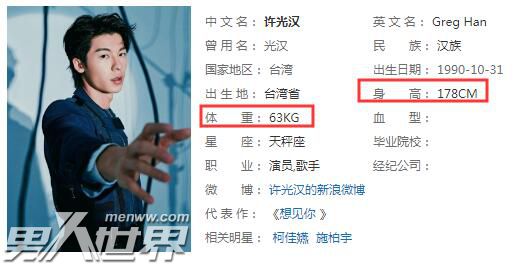 许光汉身高体重多少 大长腿看起来身材很好