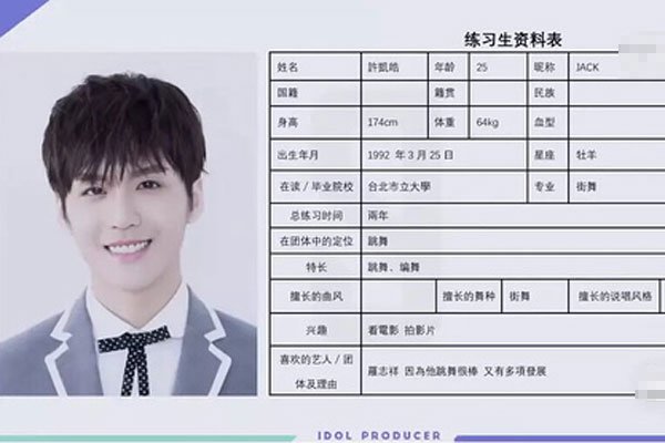 许凯皓国籍空白 台湾演员许凯皓个人资料(舞龄十年)