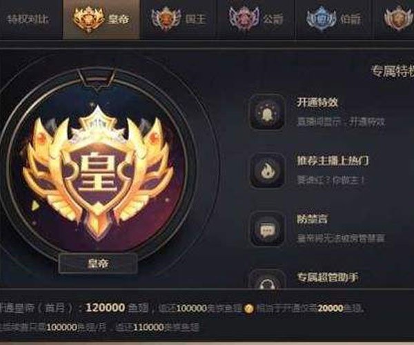 开通斗鱼皇帝需要多少钱 一个月就要12万,开通的都是些什么人